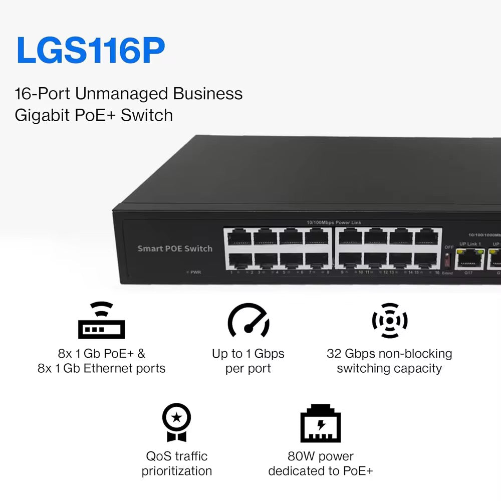 Switch Réseau PoE RJ45 pour Caméras IP & Réseau