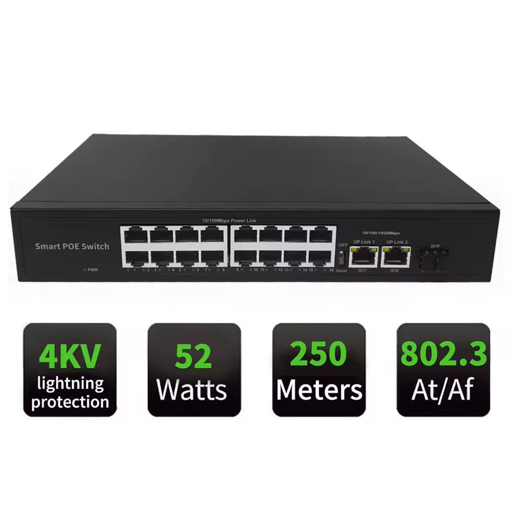 Switch Réseau PoE RJ45 pour Caméras IP & Réseau