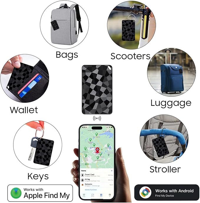 Carte traceur LITAII - Utilisations : sac, trottinette, valise, clés