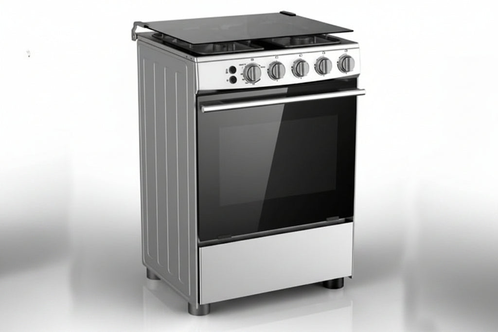 Cuisinière à Gaz MIDEA 4 Feux 60x60 Inox avec Four, Gril et Rôtisserie – 4G059