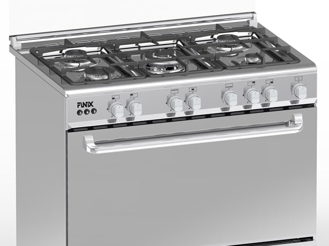 Cuisinière à Gaz F 5 Feux 90x60 Inox avec Four 130L, Rôtissoire et Minuterie – G95ND-M (62V12T2G1X)