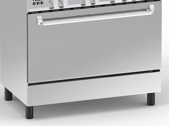 Cuisinière à Gaz F 5 Feux 90x60 Inox avec Four 130L, Rôtissoire et Minuterie – G95ND-M (62V12T2G1X)