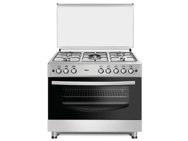 Cuisinière à Gaz FERRE 5 Feux 90x60 Inox avec Four Grande Capacité – F9P50G2