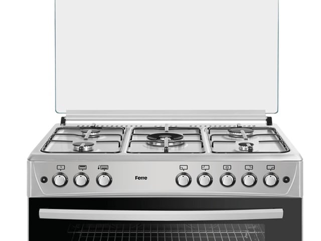 Cuisinière à Gaz FERRE 5 Feux 90x60 Inox avec Four Grande Capacité – F9P50G2