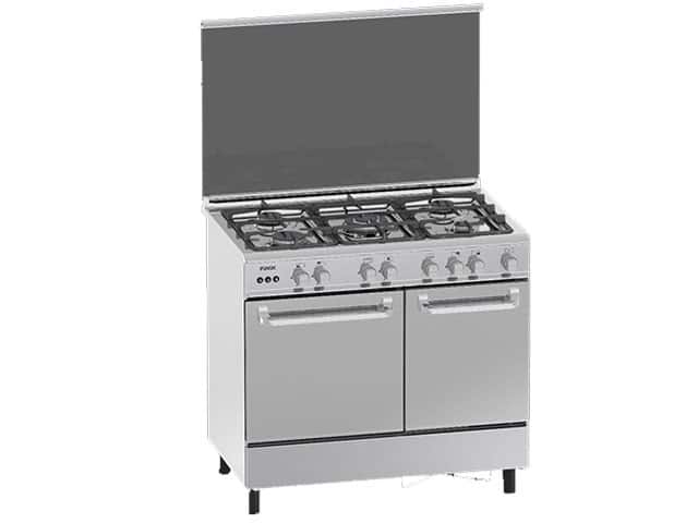 Cuisinière à Gaz F5 Feux 90x60 avec Four 62L et Niche – H96ND-N Inox (G95NE-M)