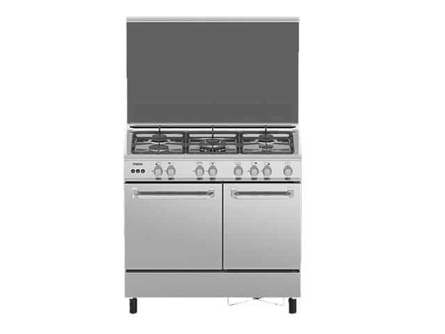Cuisinière à Gaz F5 Feux 90x60 avec Four 62L et Niche – H96ND-N Inox (G95NE-M)