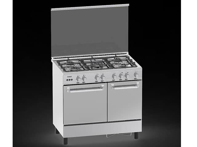 Cuisinière à Gaz F5 Feux 90x60 avec Four 62L et Niche – H96ND-N Inox (G95NE-M)