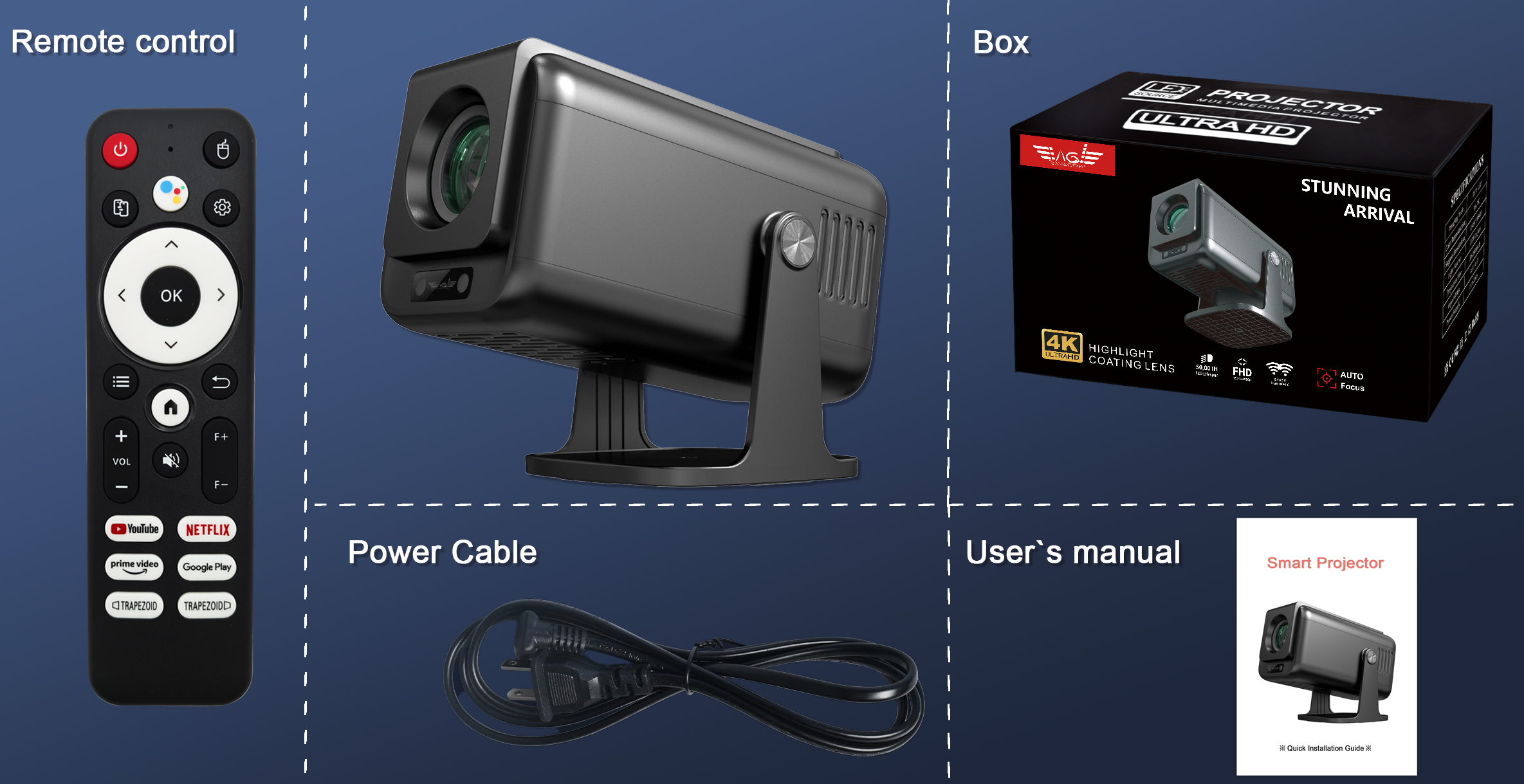 Contenu de la boîte du projecteur AG Shadow