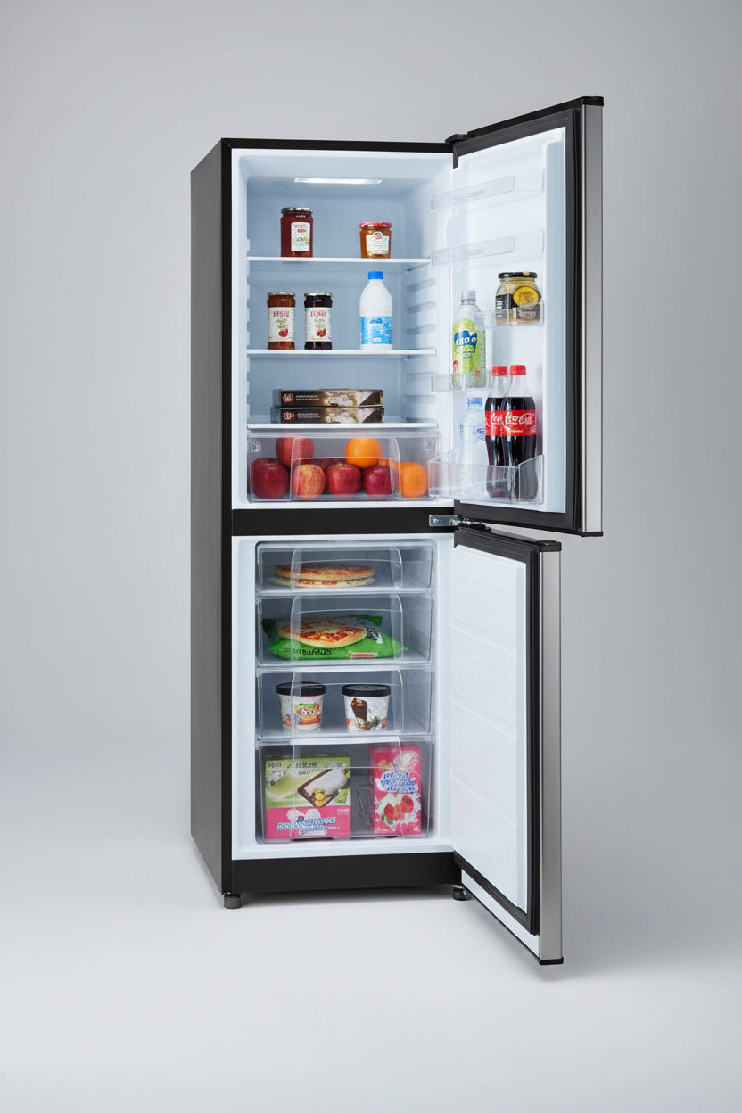 Réfrigérateur Combiné F270L BCD-210Q-53H Gris/Noir – Congélateur 4 Tiroirs – Garantie 12 Mois