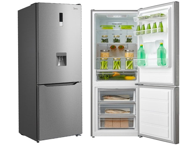 Réfrigérateur Combiné MIDEA 302L No Frost MRDB424FG avec Distributeur d’Eau – Gris Inox