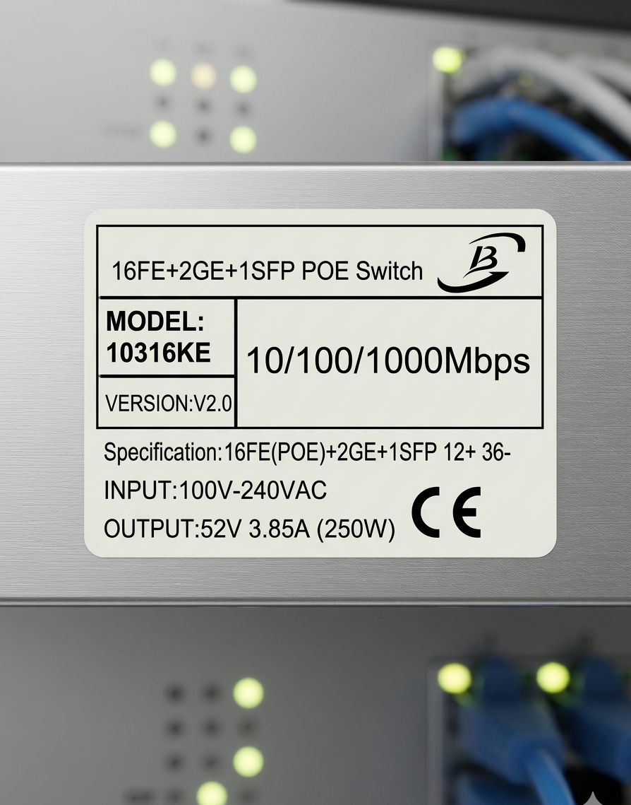 Switch POE 10316KE - Vue de face avec ports PoE orange et ports GE verts