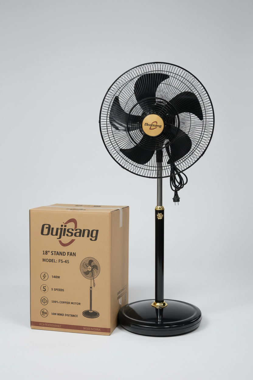 Ventilateur Commercial Sur Pied Oujisang FS-45 – 18 Pouces | 140W | 5 Vitesses