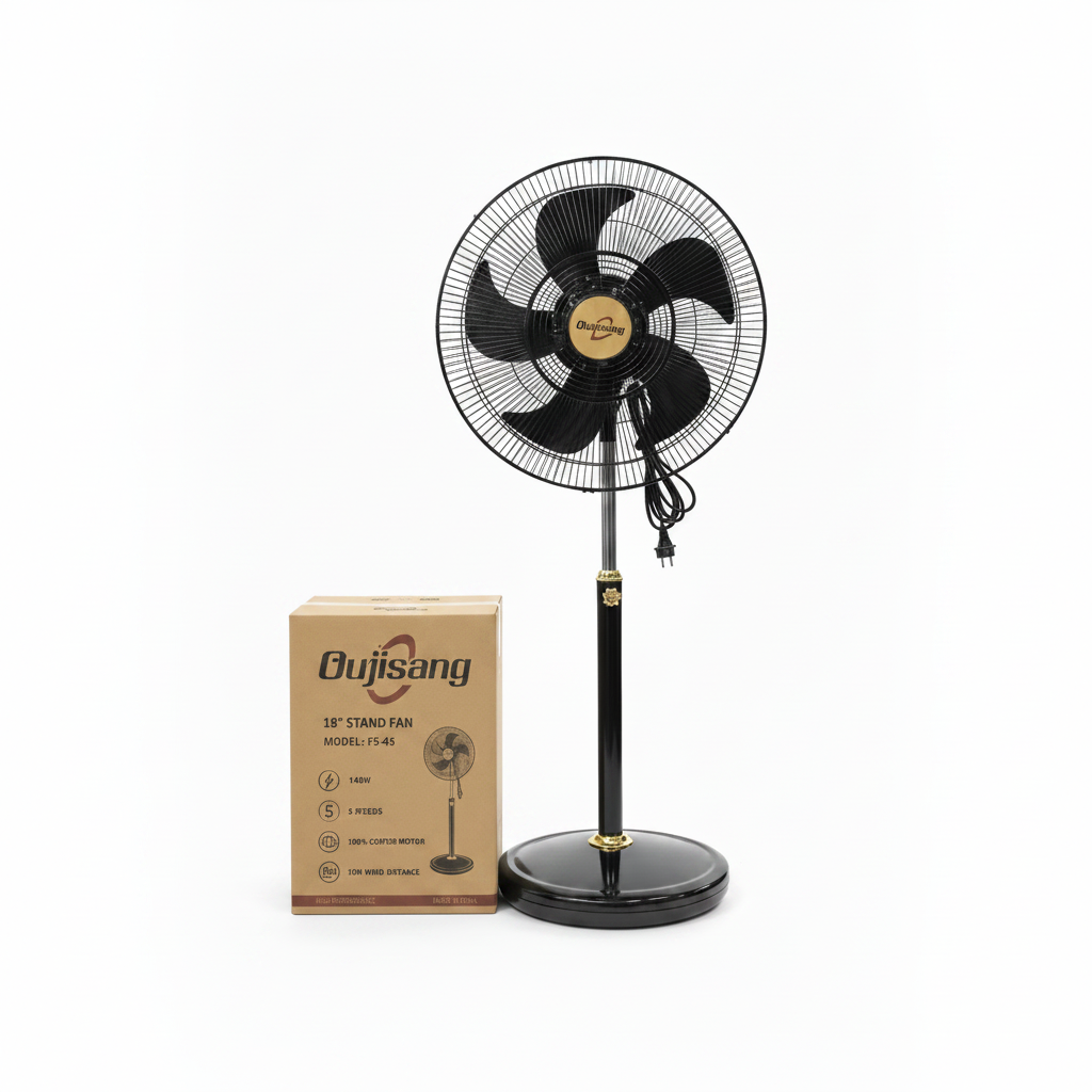Ventilateur Commercial Sur Pied Oujisang FS-45 – 18 Pouces | 140W | 5 Vitesses
