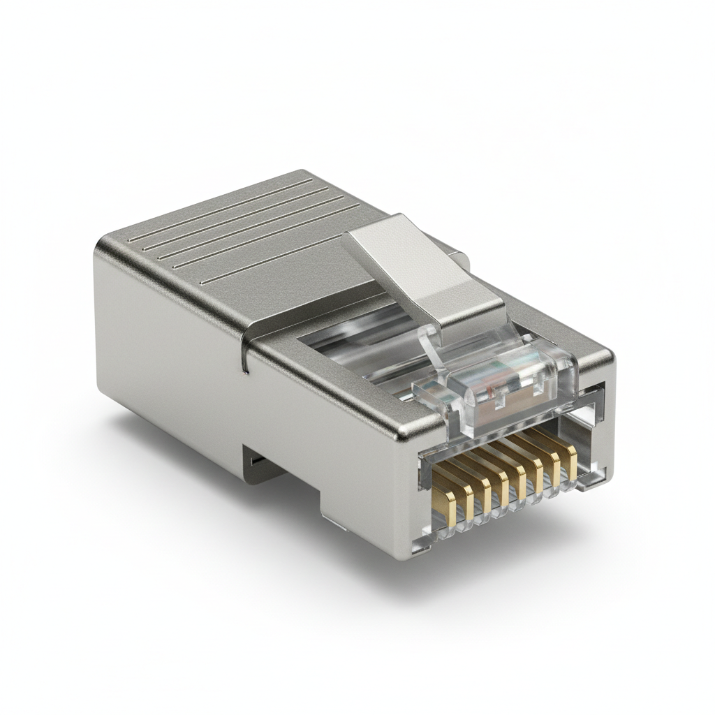 Connecteur RJ45 blindé métal gris - 1 pièce
