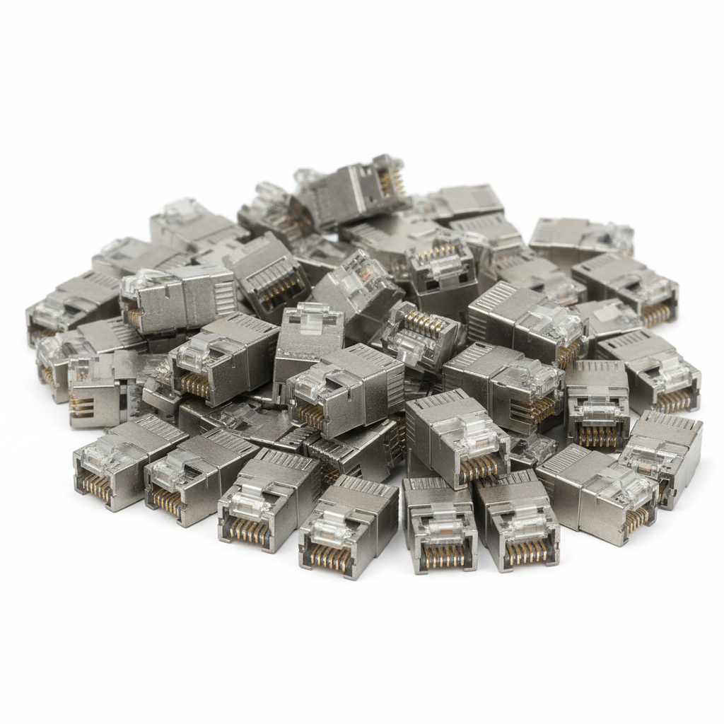 Connecteurs RJ45 blindés métal gris