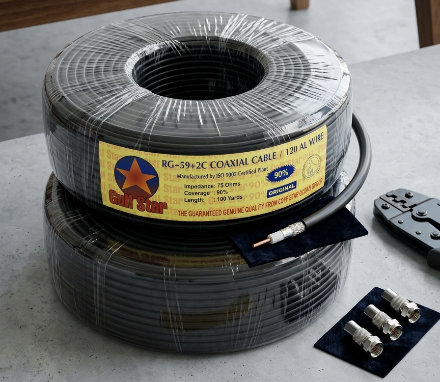 Câble coaxial Gulf Star RG-59+2C Premium - bobine 100 yards 75 Ohms 90% coverage