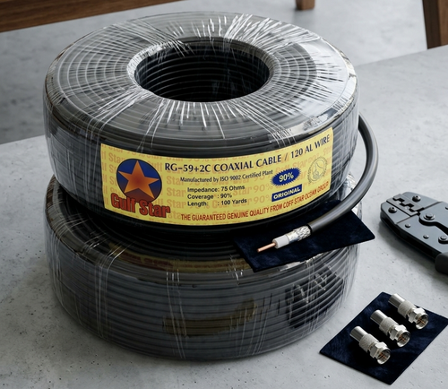 Câble coaxial Gulf Star RG-59+2C Premium - bobine 100 yards 75 Ohms 90% coverage