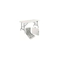 Table pliante 180cm vue de dessus avec plateau blanc et pieds métal